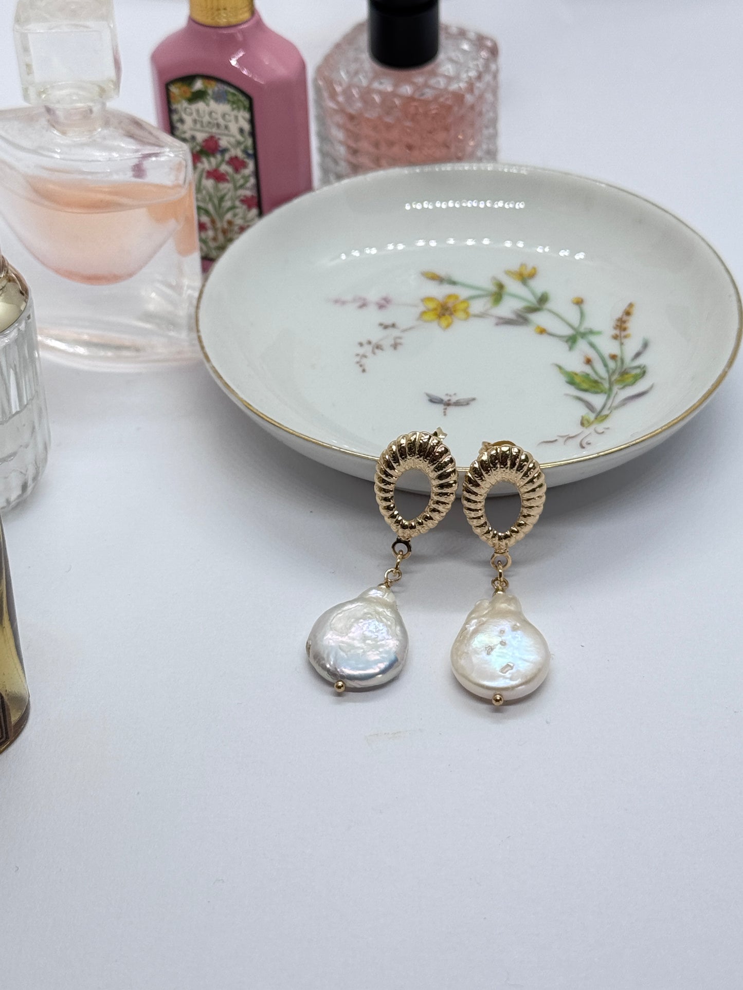 Aros Espiga perlas barrocas