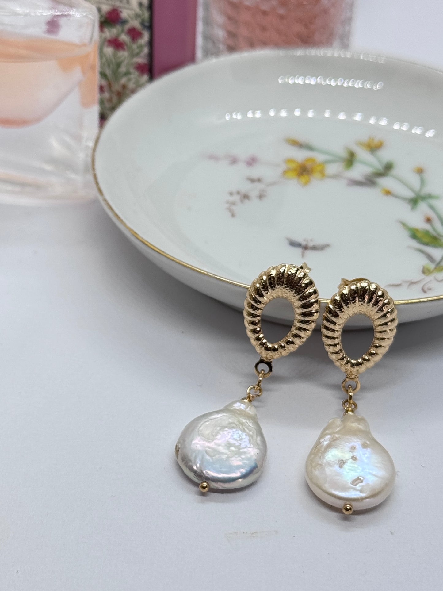 Aros Espiga  perlas barrocas