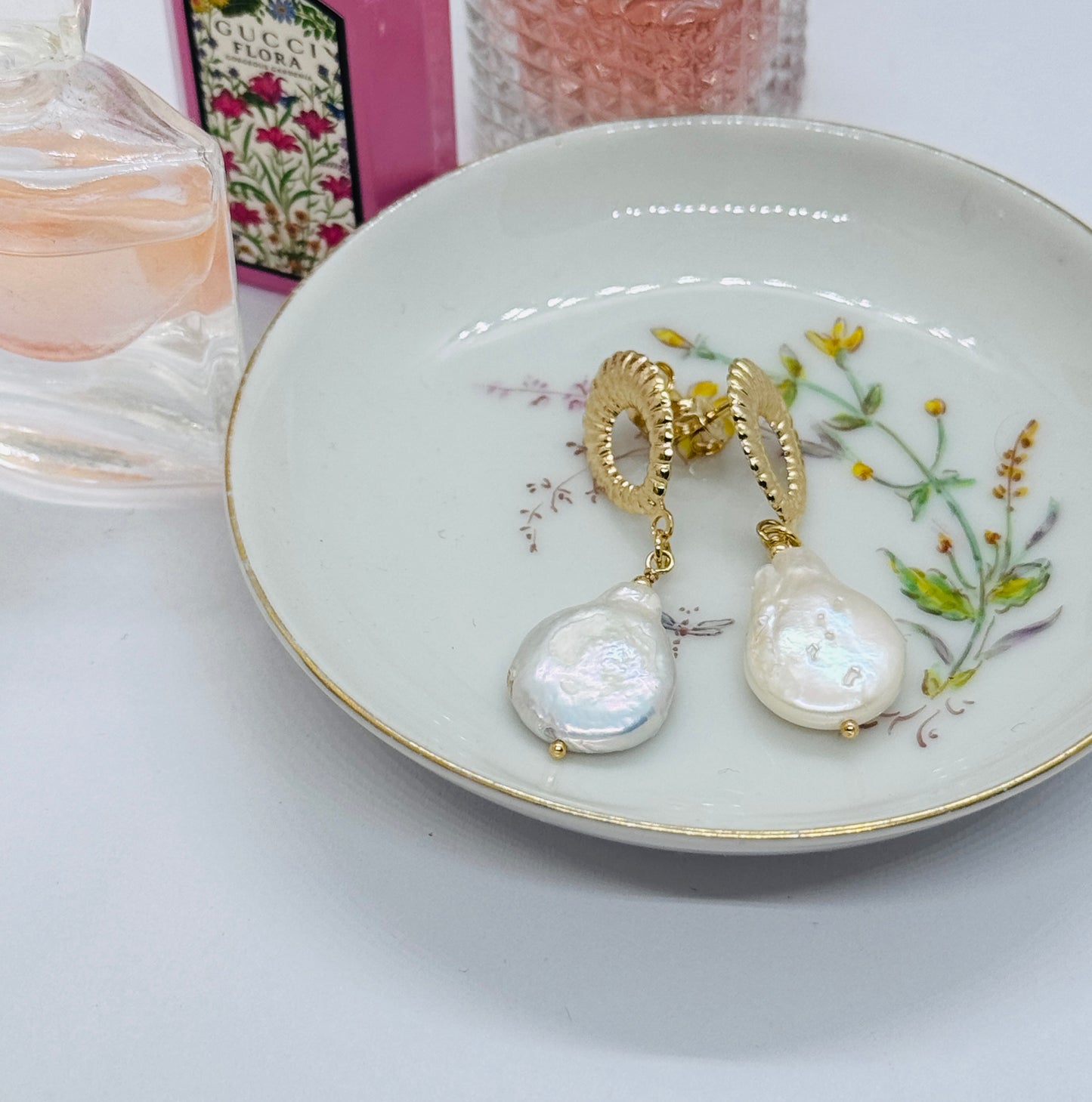 Aros Espiga  perlas barrocas