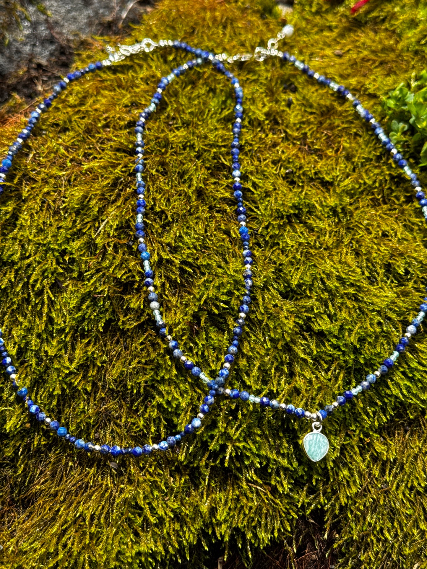 Collar Fluir Lapizlaluzuli y amazonita