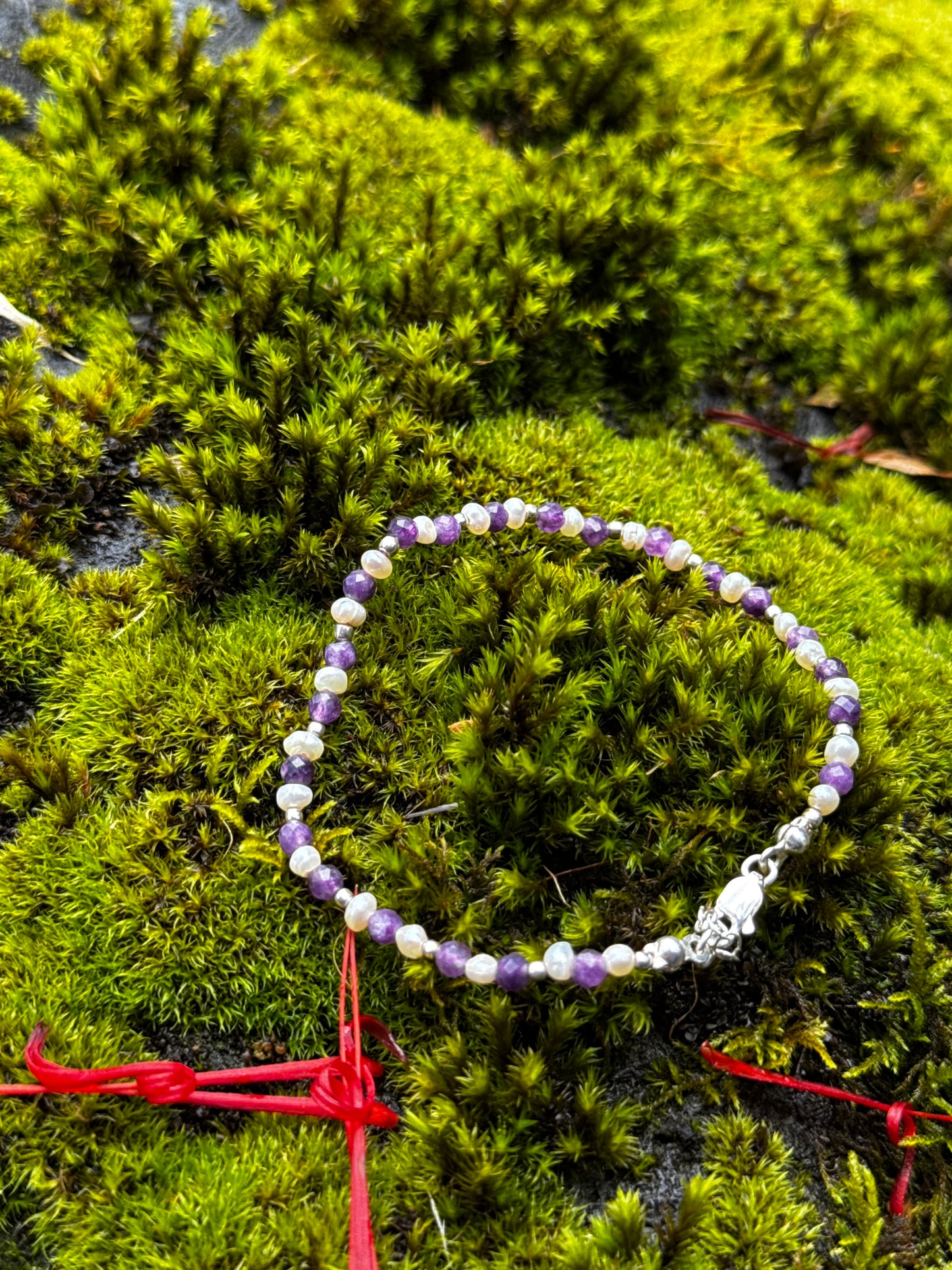 Pulsera Púrpura Amatista y Perla de Río