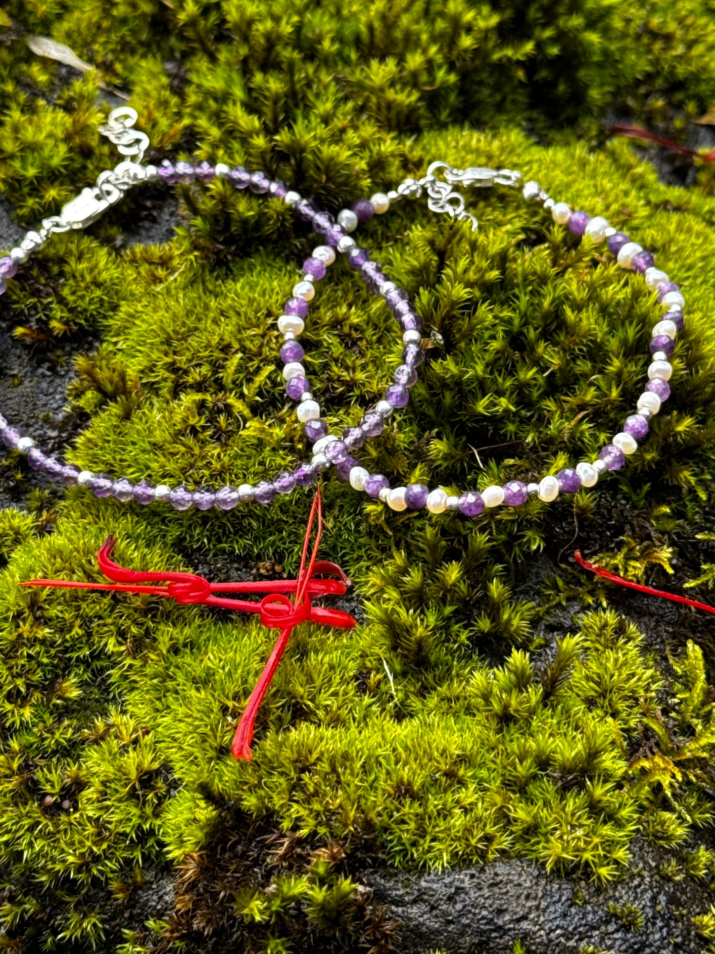 Pulsera Púrpura Amatista y Perla de Río