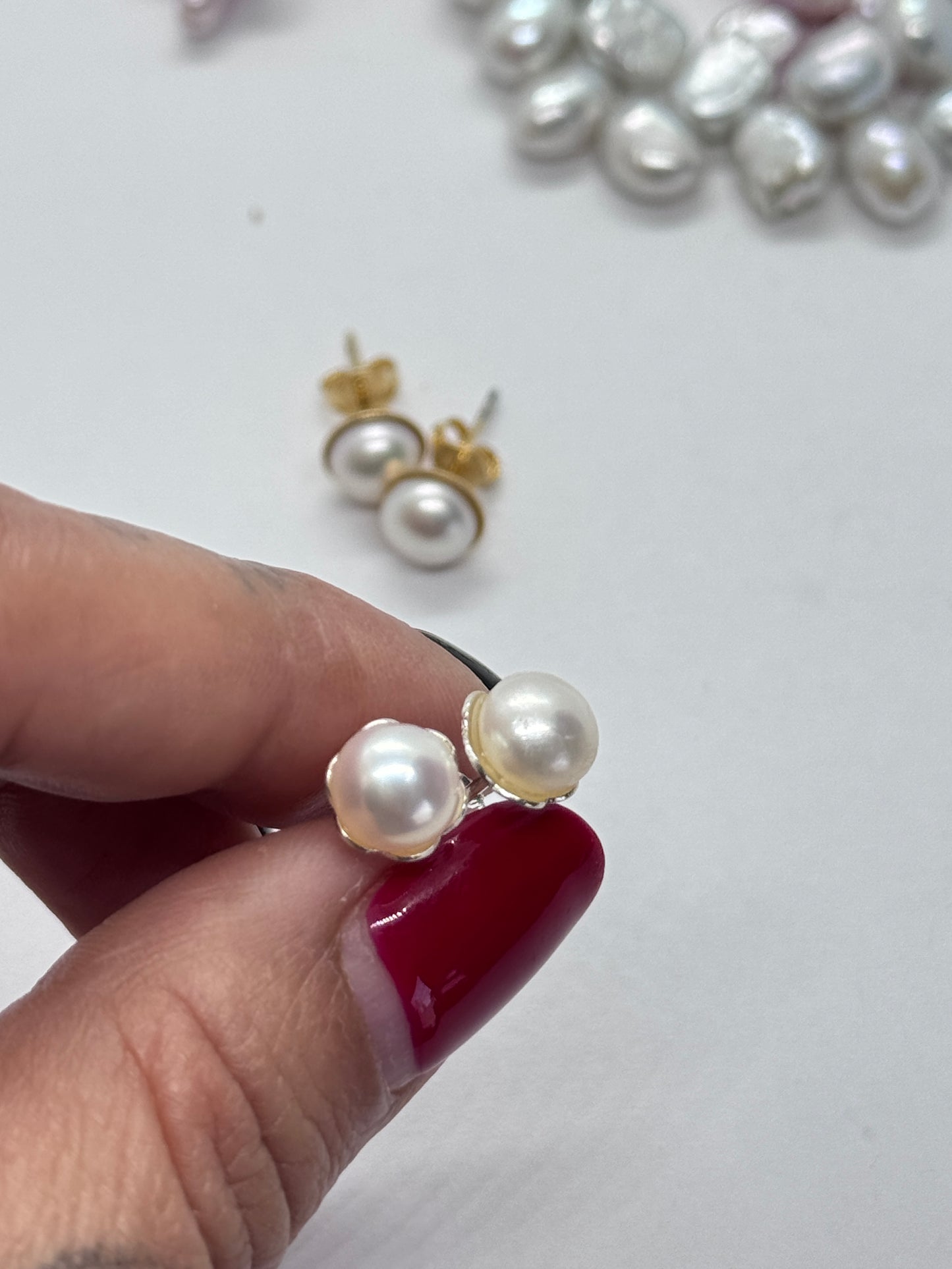 Aros Kö botón de perla