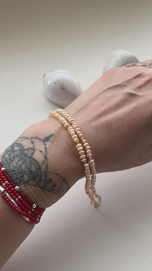 Pulseras Kö/ perlas de rio damasco